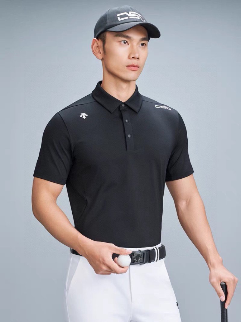 Essentials Black Logo Polo Shirt view