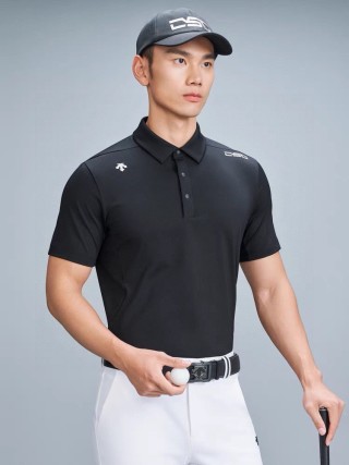 Essentials Black Logo Polo Shirt view 2