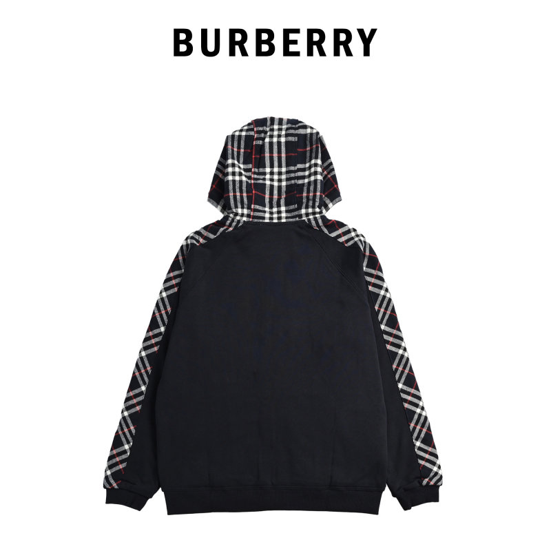 Burberry Black Zip Jacket with Check Sleeves view