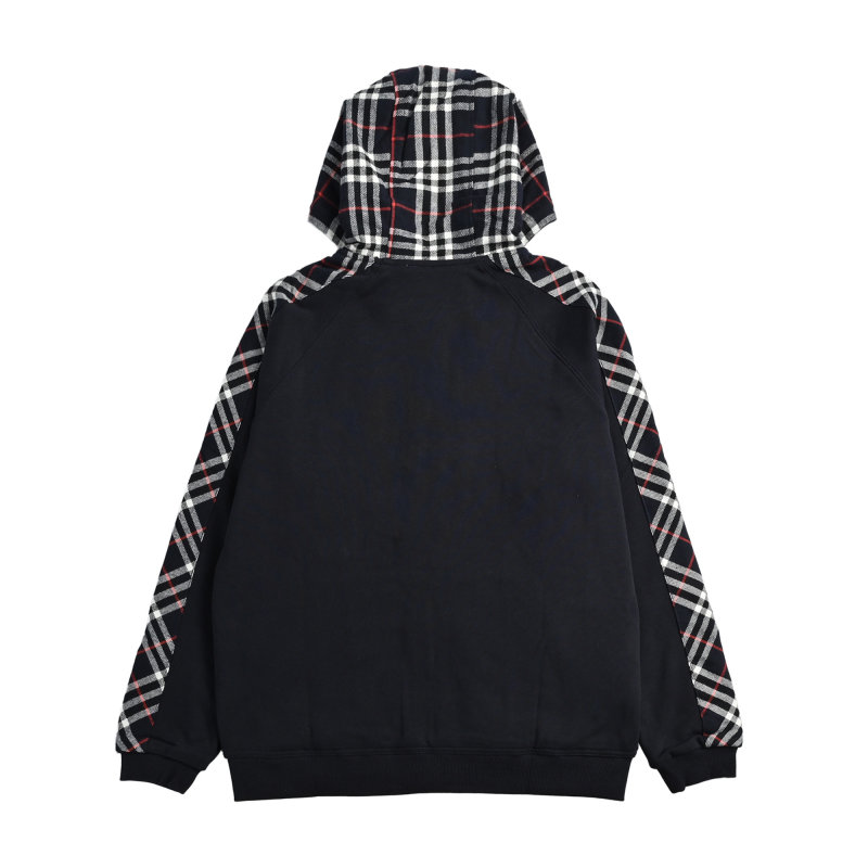Burberry Black Zip Jacket with Check Sleeves view