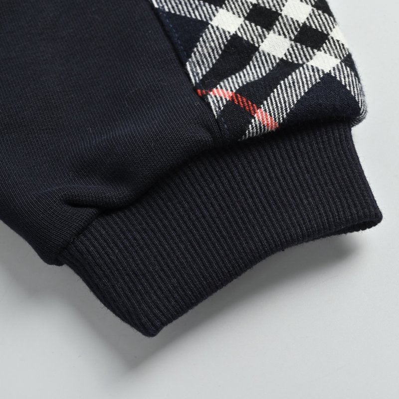 Burberry Black Zip Jacket with Check Sleeves view