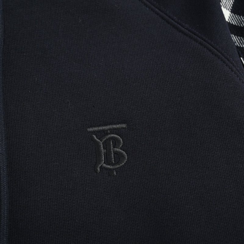 Burberry Black Zip Jacket with Check Sleeves view