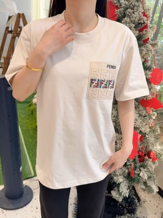 Fendi White Logo Print Short Sleeve T-Shirt view 3