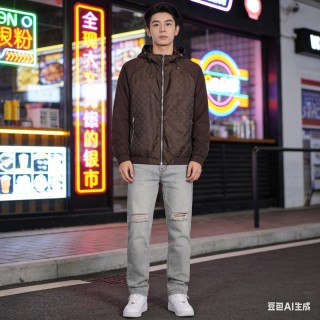 Louis Vuitton Monogram Nylon Hooded Windbreaker Jacket Brown view 7