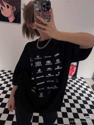 Balenciaga Multi-Logo Black T-Shirt view 6