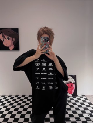 Balenciaga Multi-Logo Black T-Shirt view 7