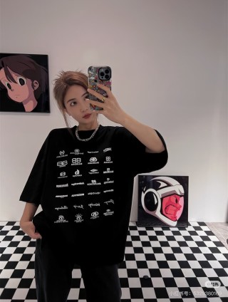 Balenciaga Multi-Logo Black T-Shirt view 9