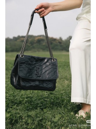 YSL Black Quilted Chain Shoulder Bag view 2