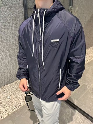 Stone Island Navy Nylon Hooded Windbreaker Jacket