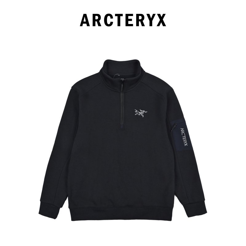 Arc'teryx Black Quarter-Zip Hoodie with Sleeve Patch view