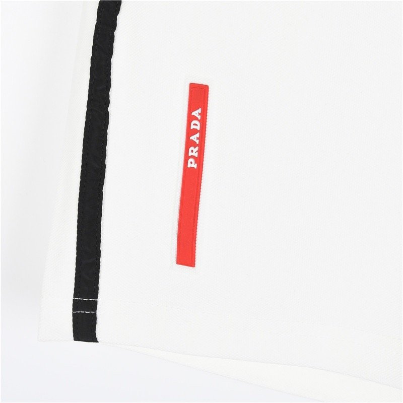 Prada White Side Stripe Shorts view