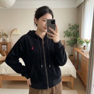 Polo Ralph Lauren Black Corduroy Zip Hoodie Jacket