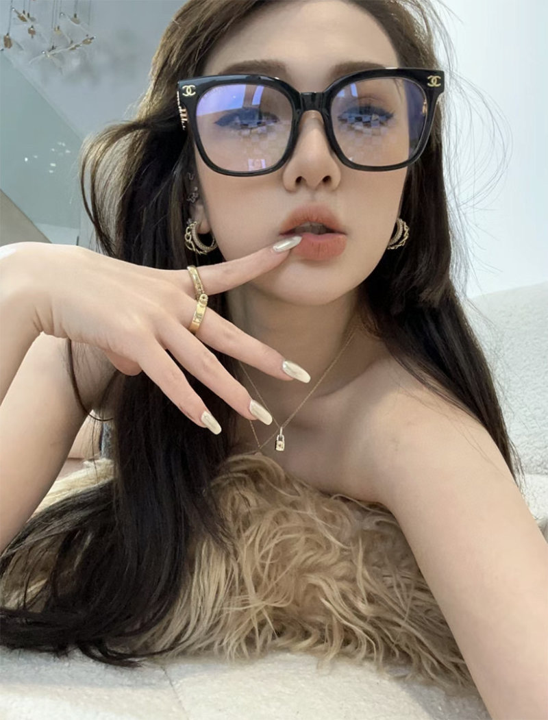 Chanel Black Square Blue-Tint Sunglasses