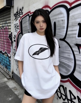 White Short Sleeve T-Shirt with Black Graphic Print view 5