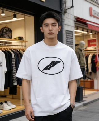 White Short Sleeve T-Shirt with Black Graphic Print view 8