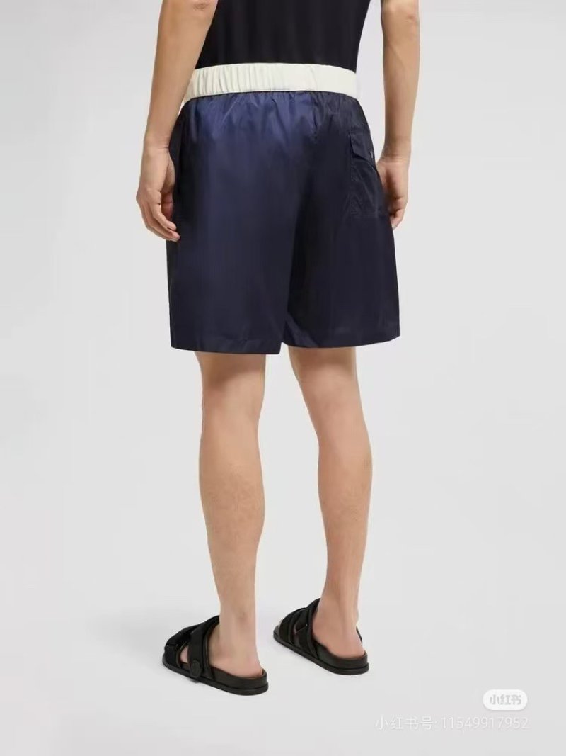 Navy Nylon Shorts with White Waistband
