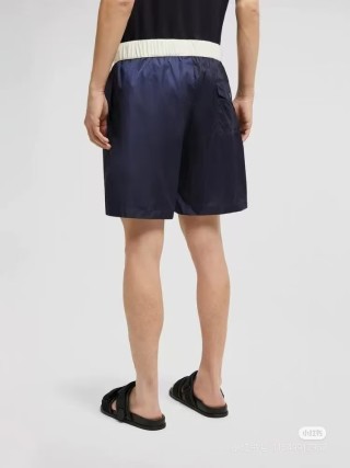 Navy Nylon Shorts with White Waistband