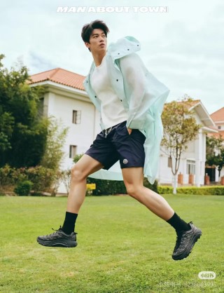 Navy Nylon Shorts with White Waistband view 4