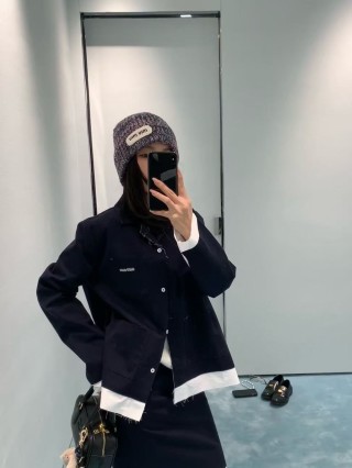 Miu Miu Black Wool Blend Button-Up Jacket