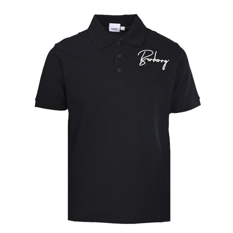 Burberry Signature Script Black Polo Shirt view