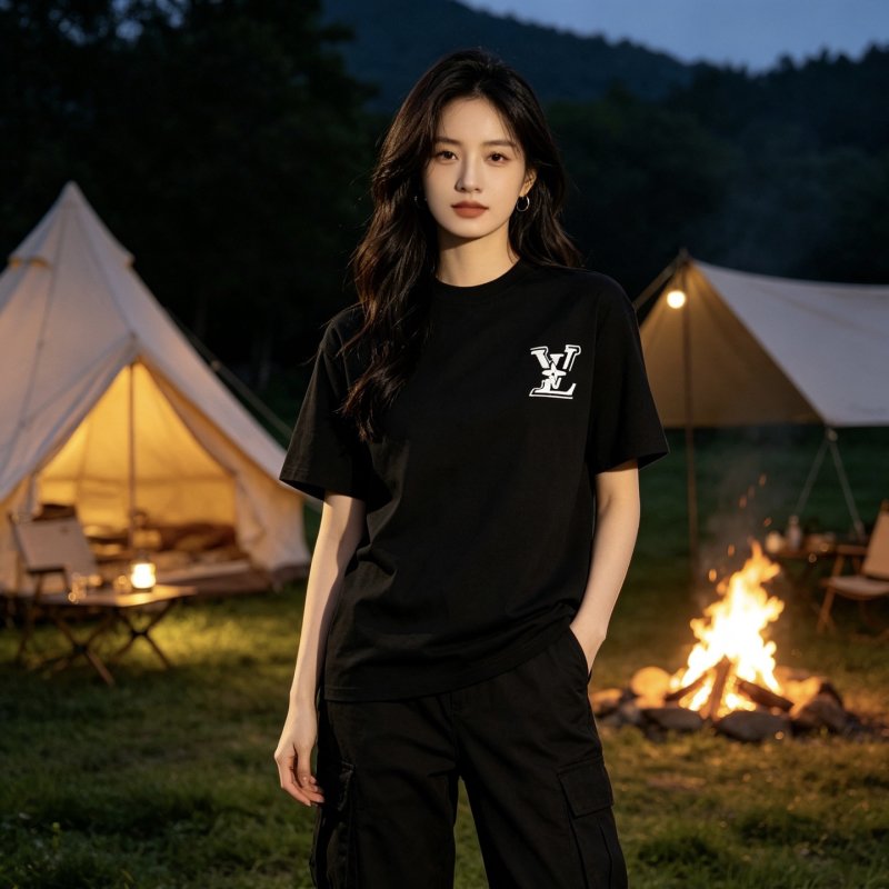 Louis Vuitton LV Logo Black Short Sleeve T-Shirt
