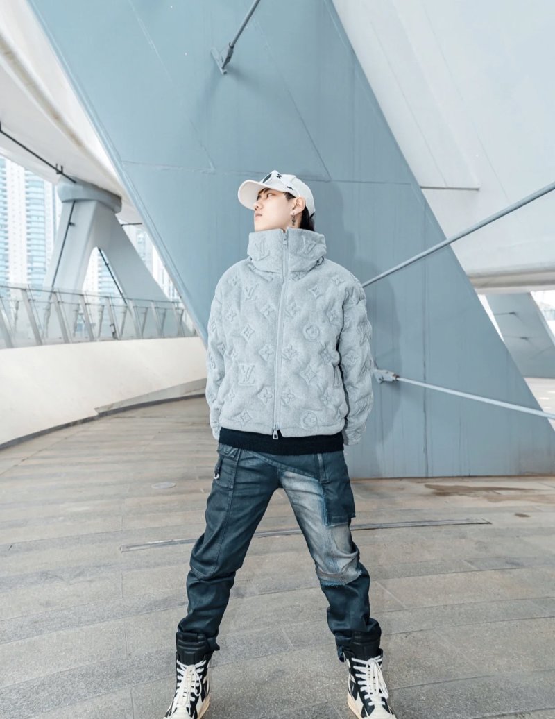 Louis Vuitton Monogram Down Jacket - Light Grey