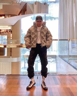 Louis Vuitton Monogram Down Jacket - Light Grey view 3
