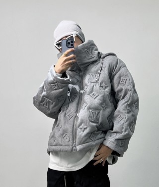 Louis Vuitton Monogram Down Jacket - Light Grey view 9