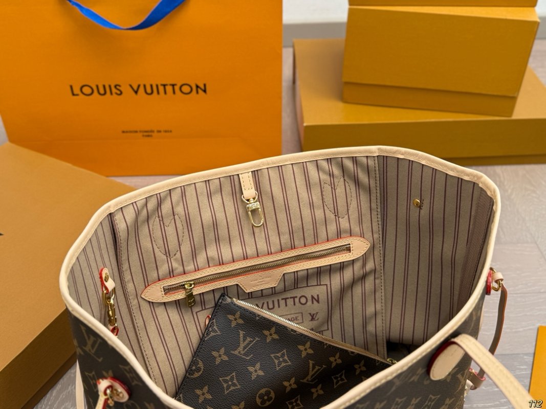 Louis Vuitton Neverfull Monogram Canvas Tote Bag Brown view