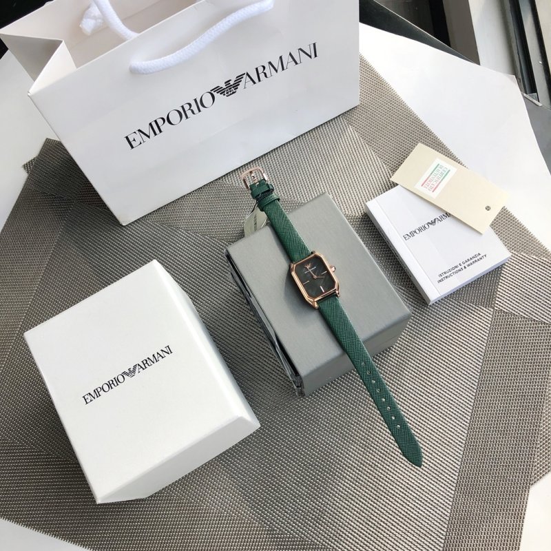 Emporio Armani AR11149 Square Green Leather Watch