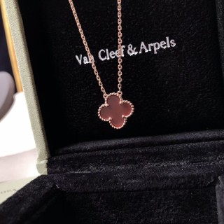 Van Cleef & Arpels Vintage Alhambra Four Leaf Clover Necklace Rose Gold view 4