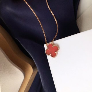 Van Cleef & Arpels Vintage Alhambra Four Leaf Clover Necklace Rose Gold view 5