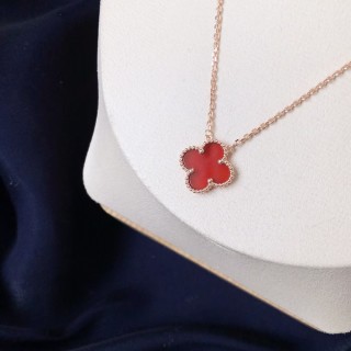 Van Cleef & Arpels Vintage Alhambra Four Leaf Clover Necklace Rose Gold view 7