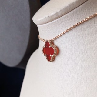 Van Cleef & Arpels Vintage Alhambra Four Leaf Clover Necklace Rose Gold view 8