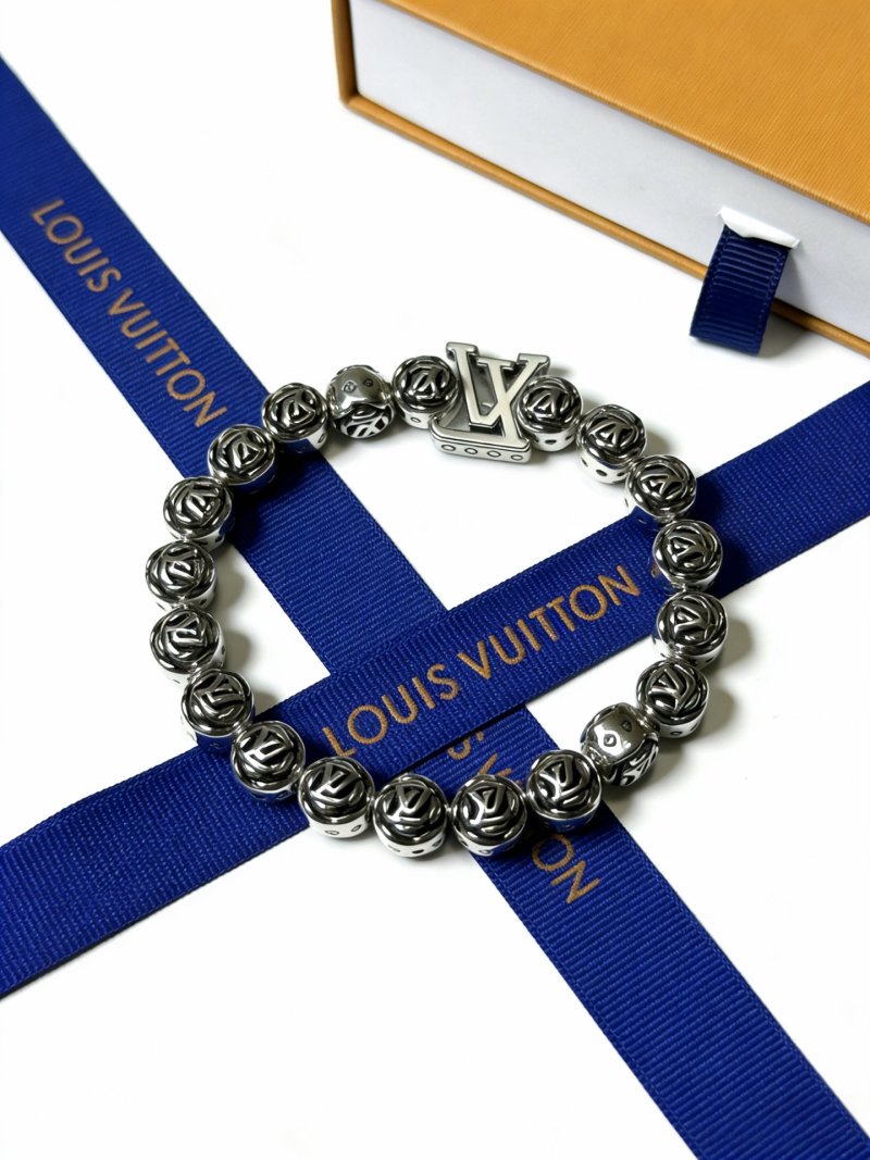 Louis Vuitton LV Monogram Bead Silver Bracelet