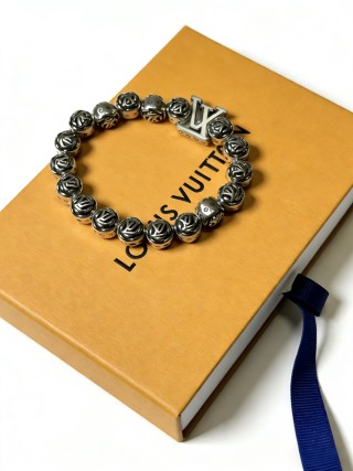 Louis Vuitton LV Monogram Bead Silver Bracelet view 2