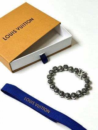 Louis Vuitton LV Monogram Bead Silver Bracelet view 6