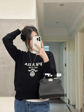 Prada Black Logo Knit Sweater