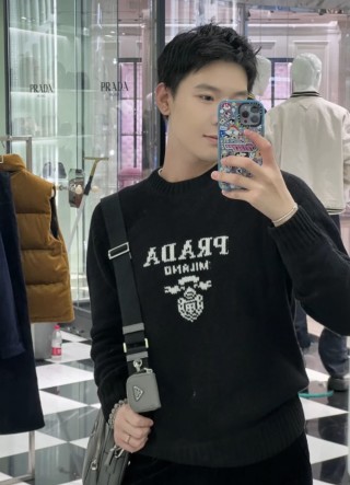 Prada Black Logo Knit Sweater view 5