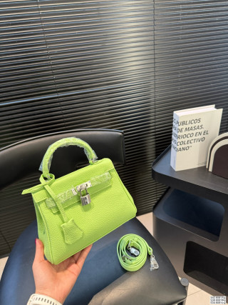 Hermès Kelly Inspired Handbag - Neon Yellow Small view 3