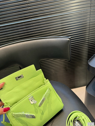 Hermès Kelly Inspired Handbag - Neon Yellow Small view 8