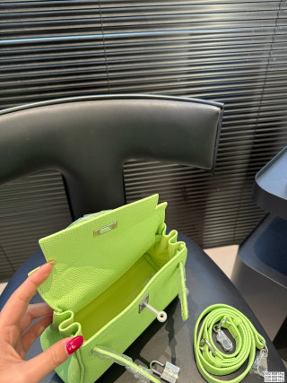 Hermès Kelly Inspired Handbag - Neon Yellow Small view 9
