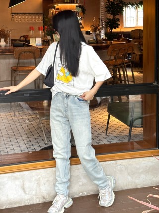 Light Wash Straight Leg Denim Jeans view 2