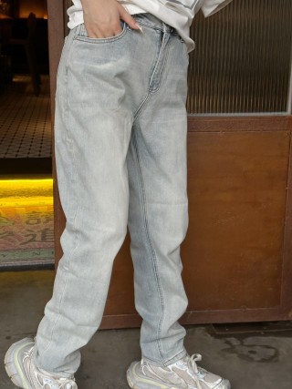Light Wash Straight Leg Denim Jeans view 9