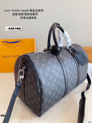 Louis Vuitton Keepall 45 Travel Bag Black Monogram view 3