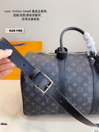 Louis Vuitton Keepall 45 Travel Bag Black Monogram view 4