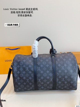 Louis Vuitton Keepall 45 Travel Bag Black Monogram view 5