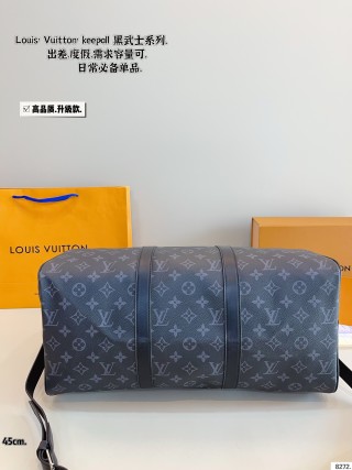 Louis Vuitton Keepall 45 Travel Bag Black Monogram view 6