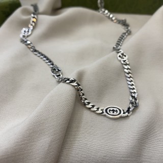 Gucci Double G Interlocking Silver Chain Necklace view 2