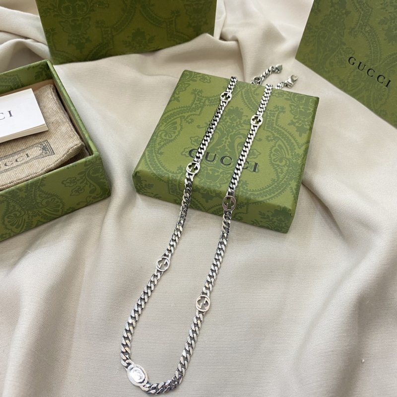 Gucci Double G Interlocking Silver Chain Necklace view
